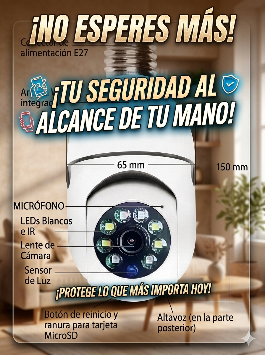 CAMARA/AMPOLLETA DE SEGURIDAD HD PANORAMICA